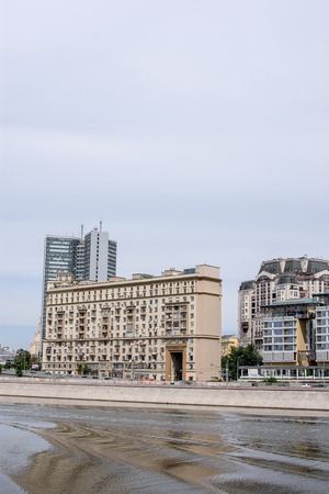 View across the river to the embankment of the old town.の写真素材