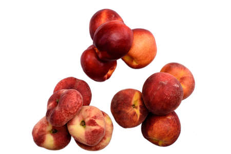 Delicious juicy ripe nitirin and peach isolated on white background.の写真素材