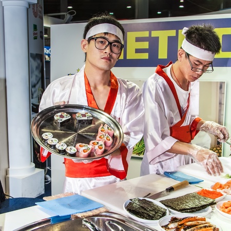 KIEV, UKRAINE, NOVEMBER 07: International expoforum restaurant-hotel business and cleaning in Kiev, Ukraine, November 07, 2012. Master-class Oriental cuisineのeditorial素材