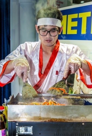 KIEV, UKRAINE, NOVEMBER 07: International expoforum restaurant-hotel business and cleaning in Kiev, Ukraine, November 07, 2012. Master-class Oriental cuisineのeditorial素材