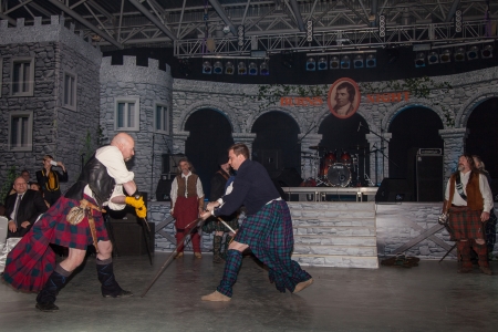 KIEV,UKRAINE, March 9: Burns Night, a charity event dedicated to the Scottish poet Robert Burns in Kiev, Ukraine, March 9, 2013. Theatrical performances of Scottish Knightsのeditorial素材
