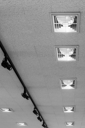 The two rows of modern ceiling luminairesの写真素材