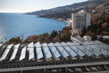 Solar panels on the roof of building