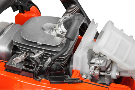 Gasoline-fueled internal combustion engine, isolated on white backgroundの写真素材