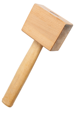Construction wooden mallet isolated on white backgroundの写真素材