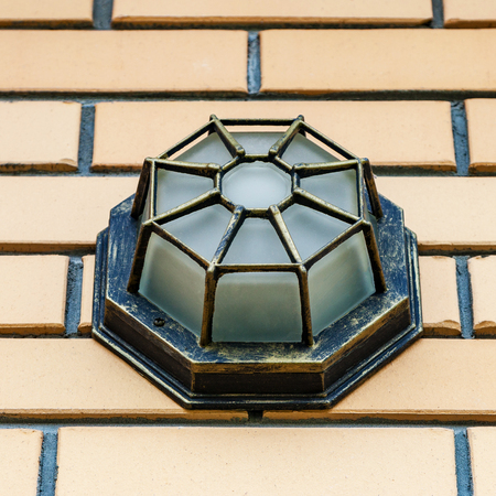 Vintage retro lamp gray classic look on the wallの写真素材