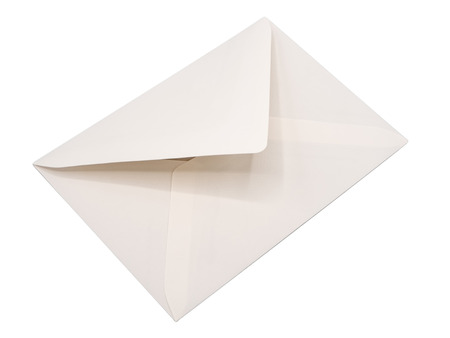 Blank envelope isolated on white background with clipping path