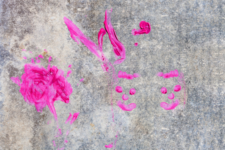 Abstract children drawing on the wall closeupの写真素材
