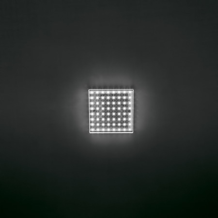 Ceiling LED lamp on a black background, free spaceの写真素材