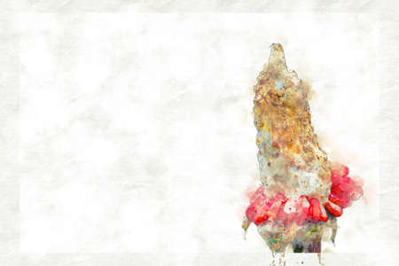 Jack-in-the-pulpit seed berries from Sikkim, digitaly painted in watercolorの写真素材