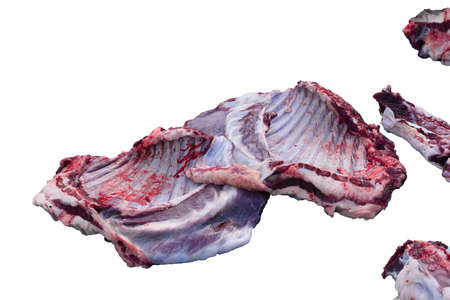 Mutton raw meat on white background