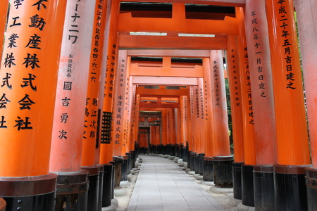 Torii Gates . Fushimi Inari Shrine (Fushimi Inari Taisha) . Kyoto . Japanのeditorial素材