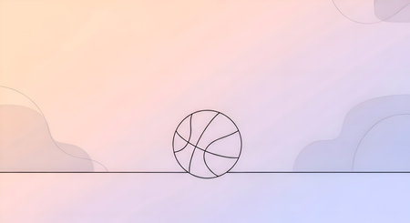 A basketball illustration, on aesthetic backgroundの素材