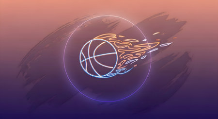 A stylized line basketball illustration, on aesthetic backgroundの素材