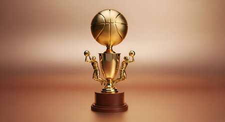 A golden basketball trophy, isolated on aesthetic backgroundの素材