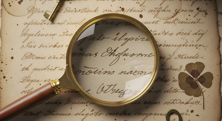 A classic detective magnifying glass, centered on aesthetic backgroundの素材