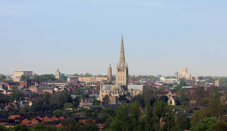 Norwich city centre skyline and Cathedral.