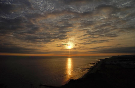Sunrise at North Norfolk Coast in Sheringham, England.の写真素材