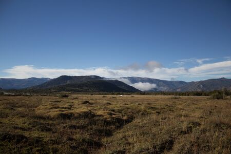 Mountain landscape with cloudsの写真素材