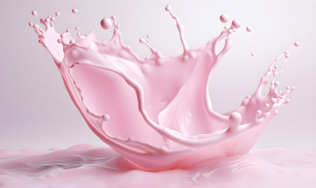 Strawberry pink milk splash close up, drink concept, package,  food, Generative AIの素材