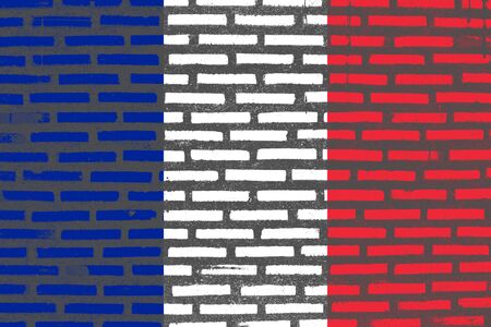 Flag of France, France banner on brick textureの写真素材