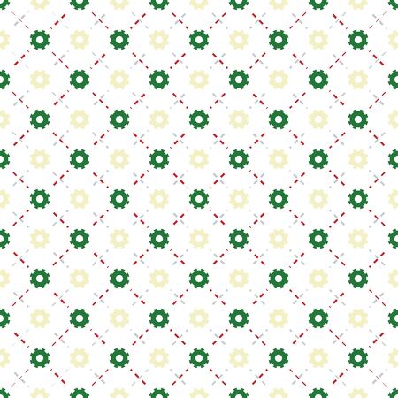 Green gear shape pattern background. Dashed line background.のイラスト素材