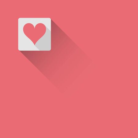 Pink heart with long shadow. Heart shape vector for valentine's dayのイラスト素材