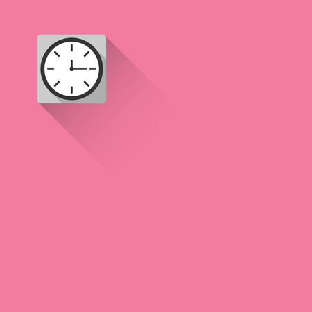 Analog clock on pink wall.のイラスト素材