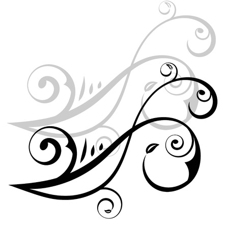 Black and white swirls floral vector.のイラスト素材