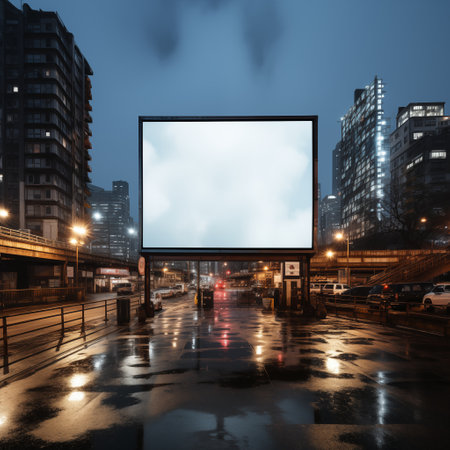 Urban Canvas: Hyperrealistic Billboard in a White Cityscape. AI Generate.の素材