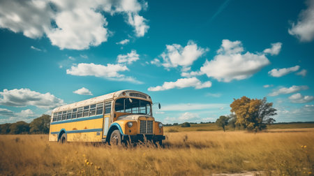 Timeless Transport: Original School Bus Charm. AI Generated.の素材