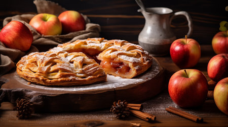 Homemade Apple Pies: A Delicious Autumn Creation. AI Generated.の素材