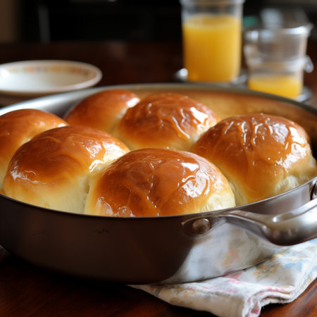 Golden Brown Dinner Rolls: Freshly Baked Delight. AI Generated.の素材