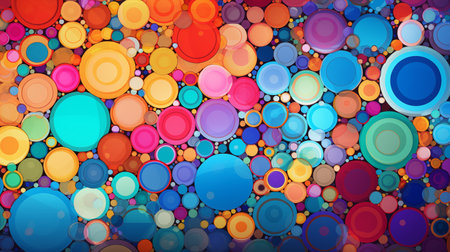 Colorful Symphony: A Vibrant Circle Pattern Background Design. AI Generated.の素材