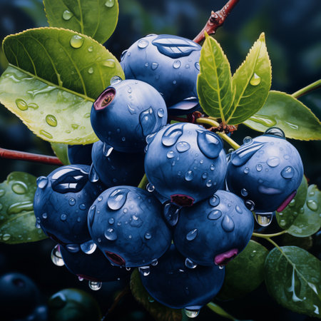 Blueberry Bliss: Juicy and Delicious Harvest. AI Generated.の素材
