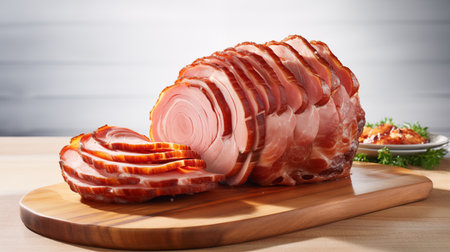 Brown Sugar Glazed Ham for Festive Christmas Feast. AI Generated.の素材