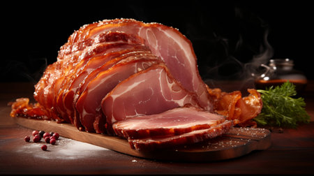 Festive Holiday Ham: Spiral-Cut Delight. AI Generated.の素材