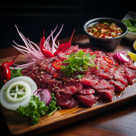 Spicy Thai Beef Tartare from the Northeast. AI Generated.の素材