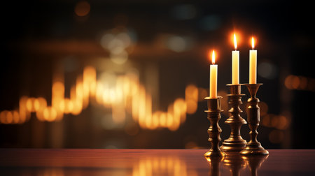 Market Illumination: Candle Light against Stock Market Data. AI Generated.の素材