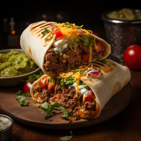 Mexican Culinary Excellence: Beef Burrito. AI Generated.の素材