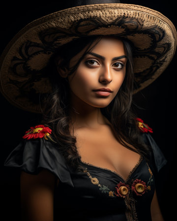 Elegance Personified: Stunning Portrait of a Mexican Woman. AI Generated.の素材