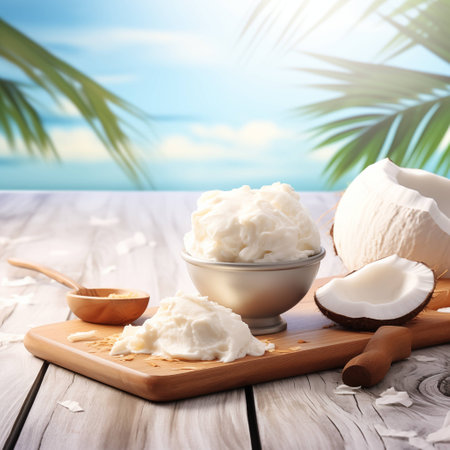 Scoop of Paradise: Coconut Ice Cream Creation. AI Generated.の素材