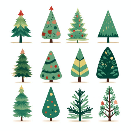 Diverse Collection of Xmas Trees. AI Generated.の素材
