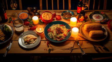 Carnival-Inspired Traditional Dinner from Colombia. AI Generated.の素材