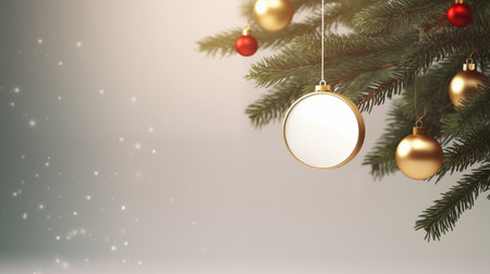 Beyond the Ordinary Bauble: A Unique Disk Ornament Adds Modern Charm to a Traditional Christmas Tree. AI Illustrationの素材