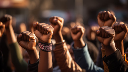 More Than a Protest: Black Resilience, a Symphony of Resistance Echoing Through History and Beyond. African American Protest for Equality. AI Illustrationの素材