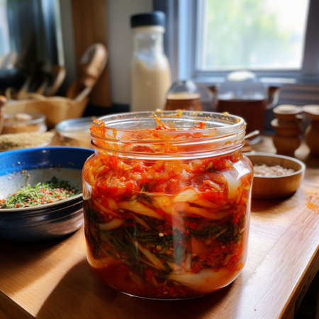 A Symphony of Flavors: Kimchi Transforms into a Masterpiece of Spice and Savory Delights. AI Illustrationの素材