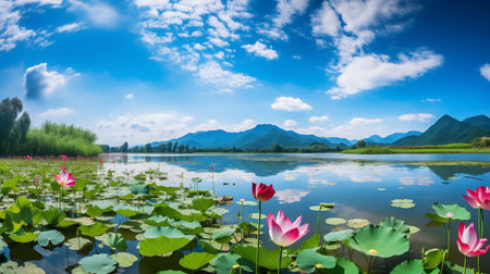 Where Azure Meets Emerald: A Canvas of Lush Guilin Landscapes. AI Illustrationの素材