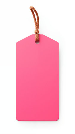 Pastel Pink Price Tag Ready for Pricing, Isolated on White. Soft Blush & Natural Fibers, Hemp & Pink Price Tag Invite Creative Expression. AI Illustrationの素材