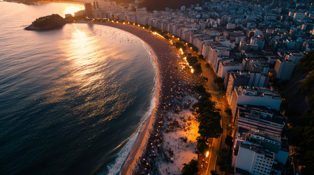 Samba in the Sky: Capturing the Essence of Rio's Carnival Celebration. Rio's Roaring Heart Beats Like Drumrolls in the Sky. AI Illustrationの素材
